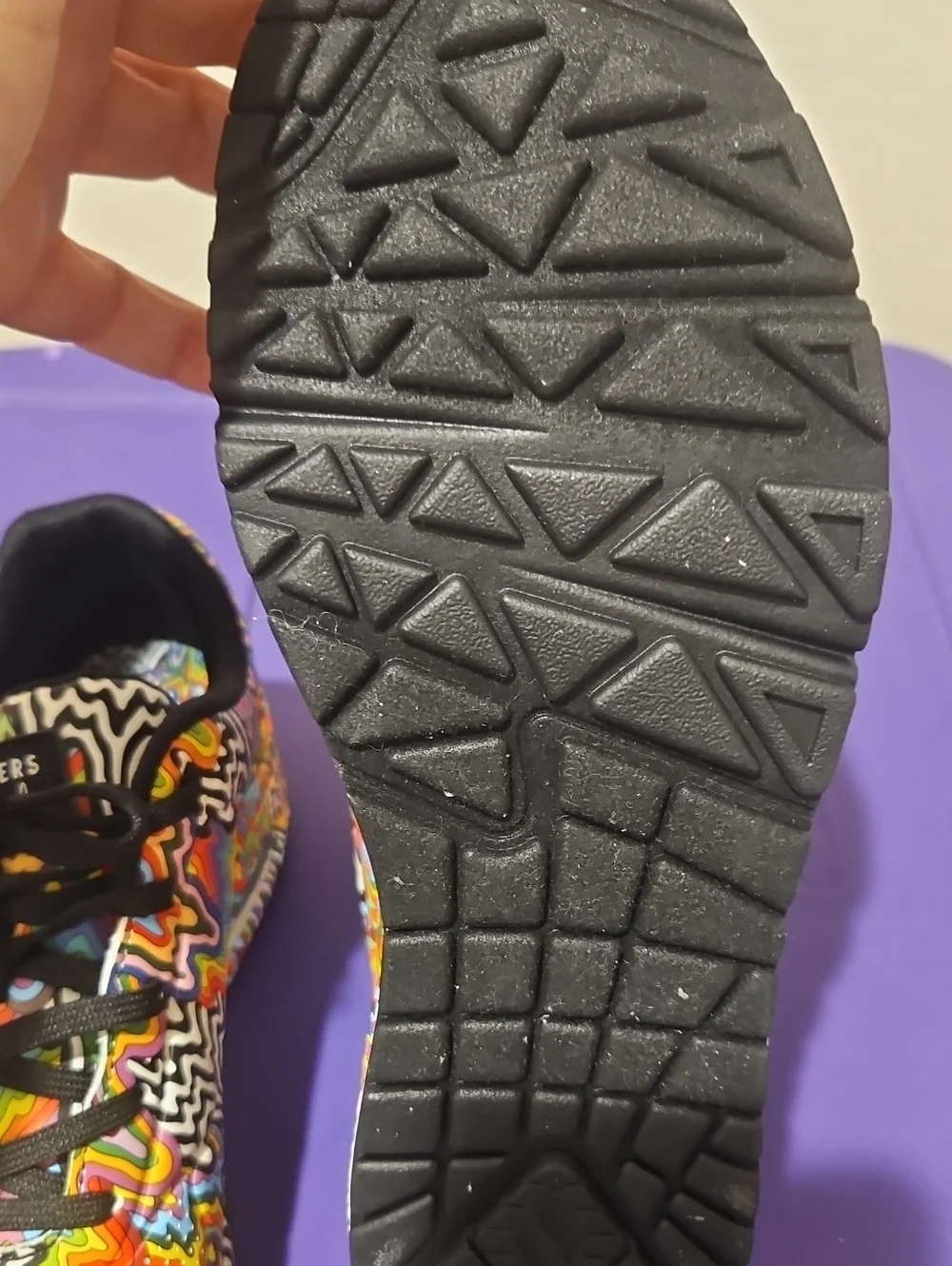 Skechers Rainbow Psychedelic Wave Sneakers with Black Accents